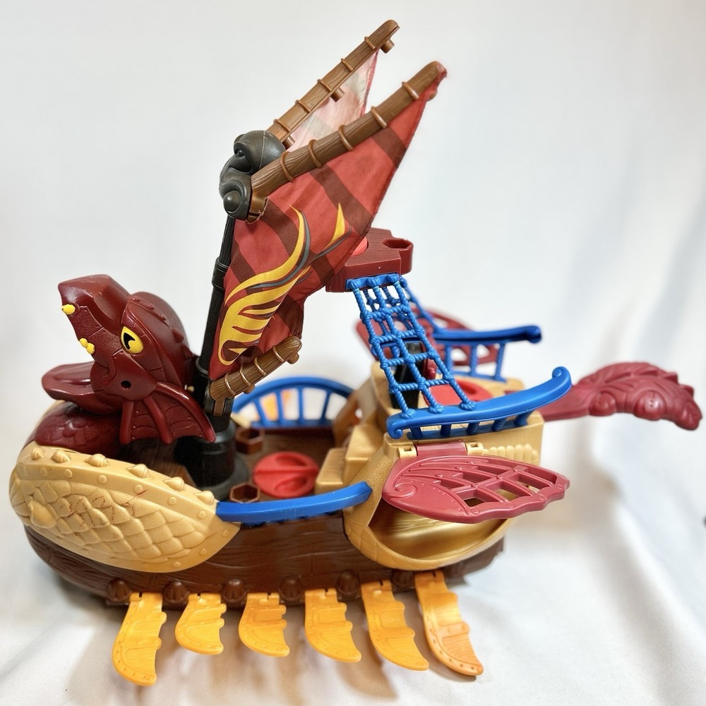 Fisher Price Imaginext Dragon Serpent Pirate Viking Ship Red, Moving Parts 2010